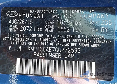 2016 Hyundai Veloster Turbo from USA, damaged, VIN KMHTC6AE7GU272593